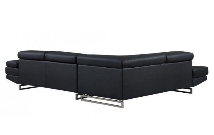 Modern Black Faux Leather L-Shaped 2-Piece Corner Sectional