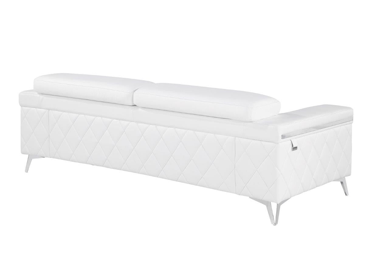 Contemporary 89" White Top Grain Italian Leather 2 Piece Living Room Set