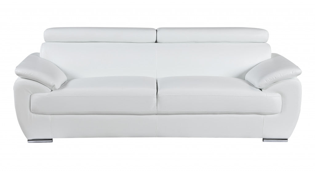 Modern 39" Deep White Genuine Leather 2 Piece Living Room Set