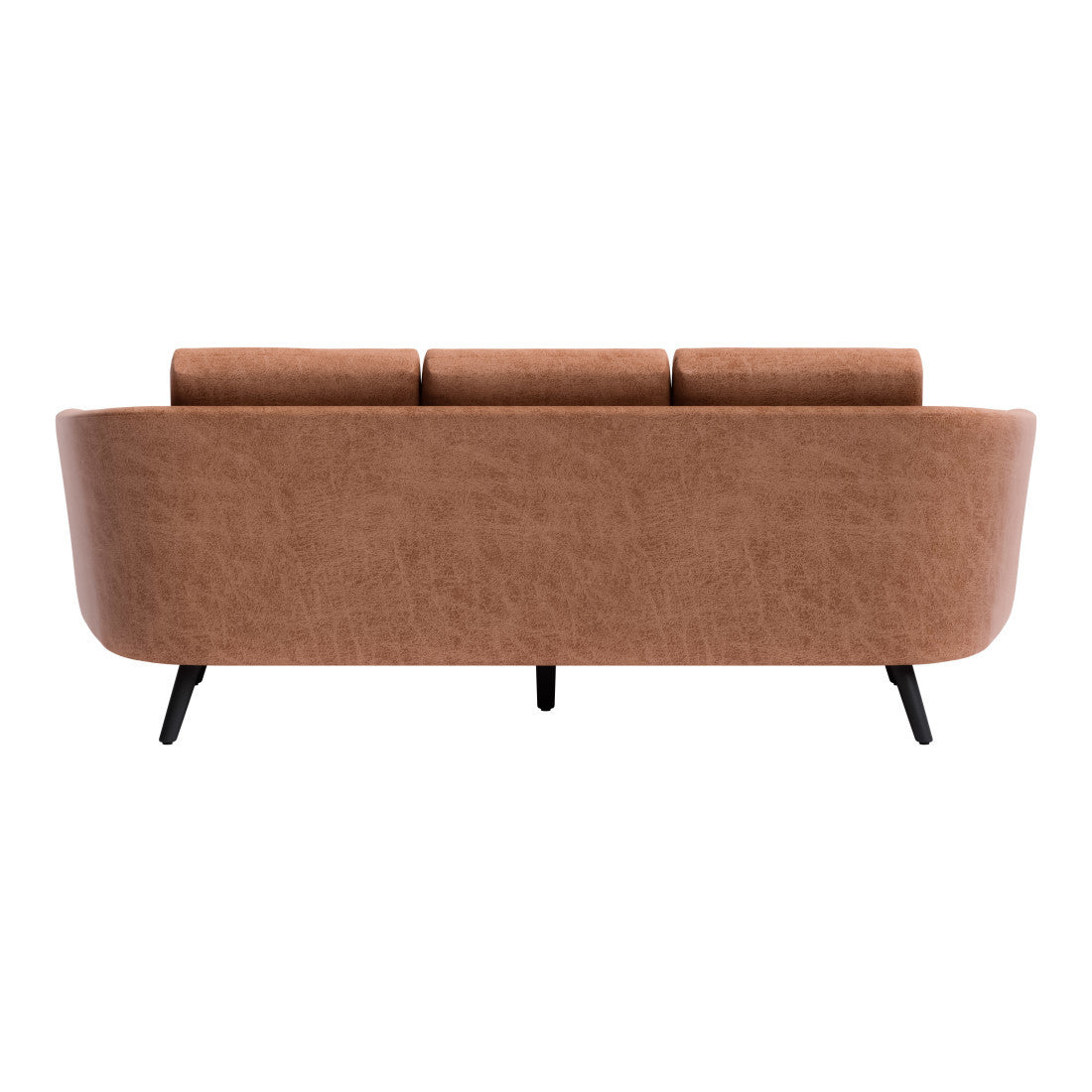 79" Modern Brown Faux Leather Sofa with Black Legs