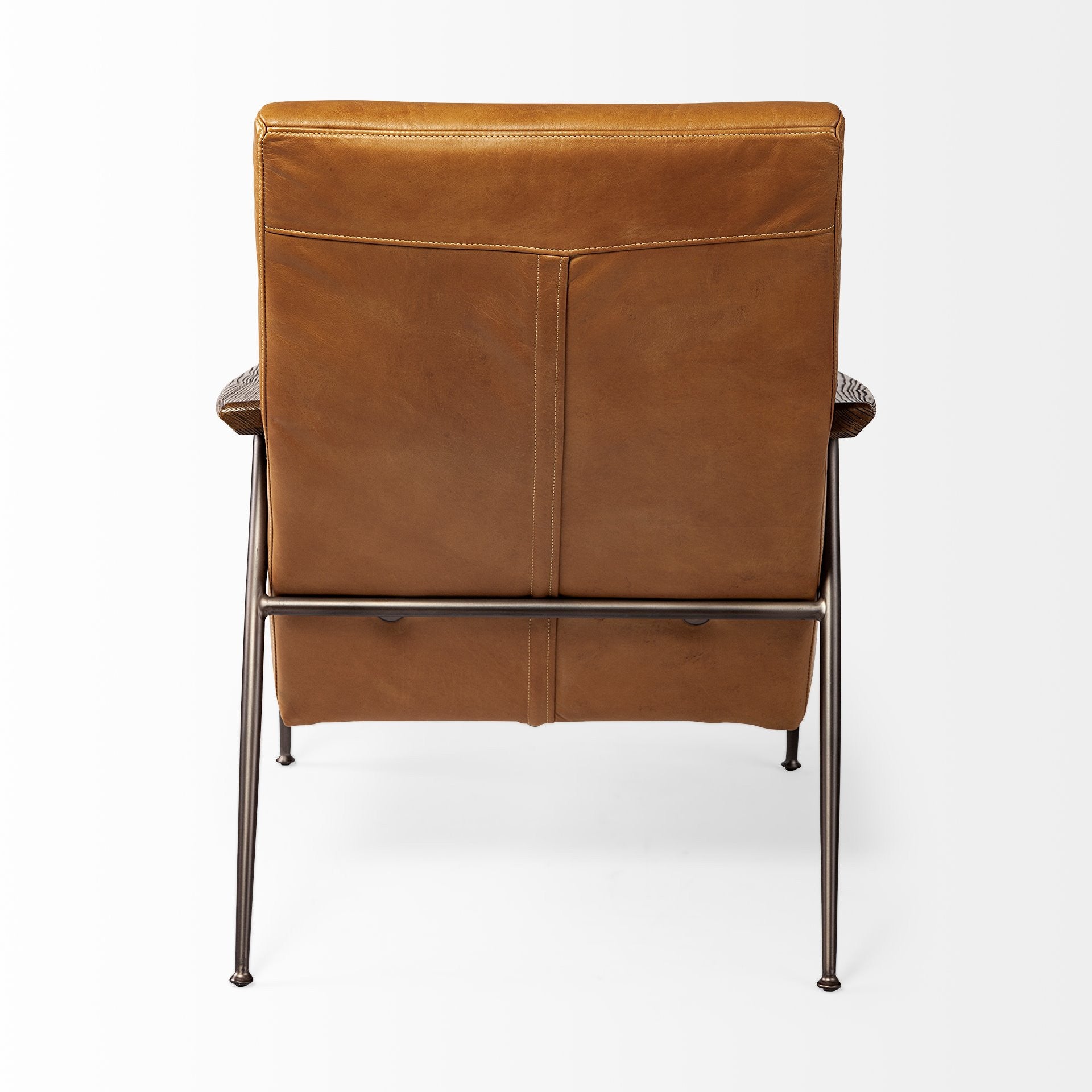 Modern 37" Tan Faux Leather Tufted Lounge Chair