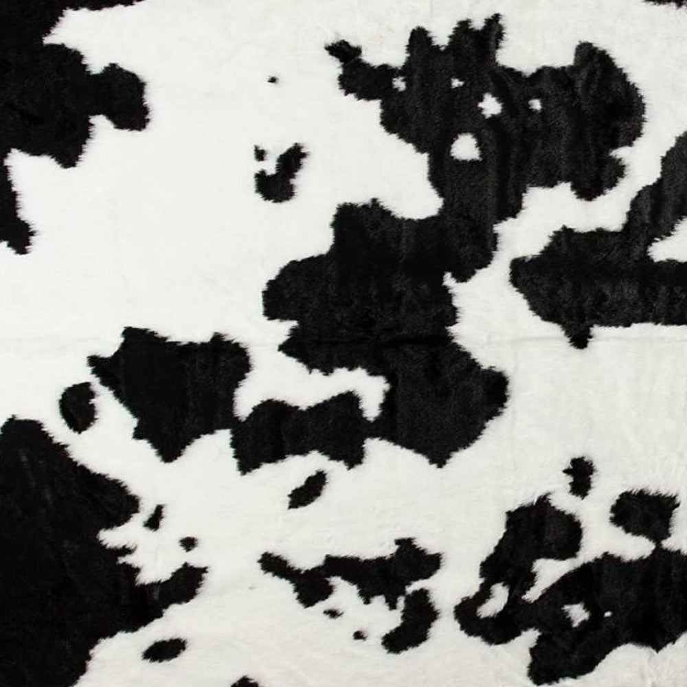 Black and White Cowhide Print Washable Area Rug