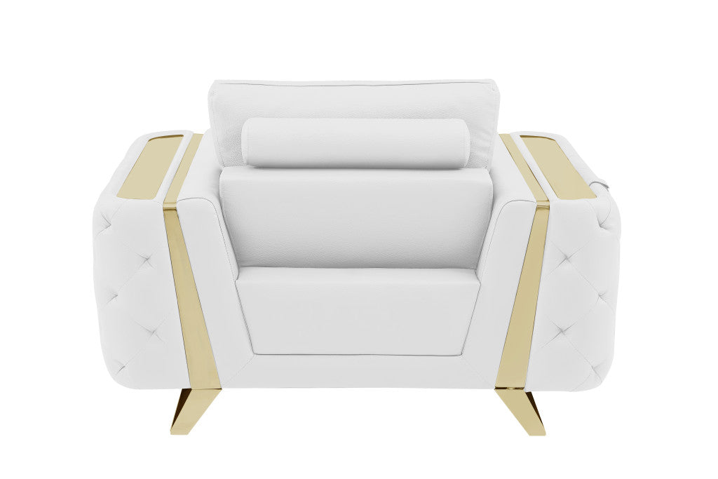 Contemporary 50" Bright White Top Grain Genuine Leather Club Chair