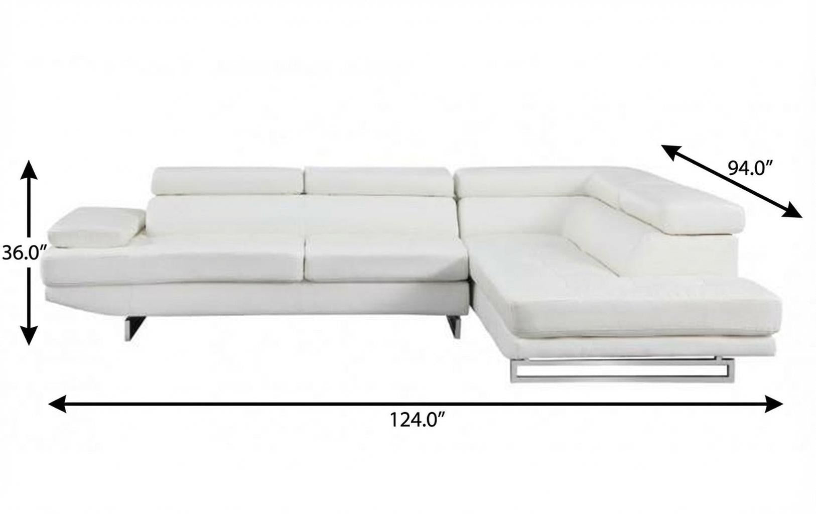 Modern White Leather L-Shaped 2-Piece Corner Sectional