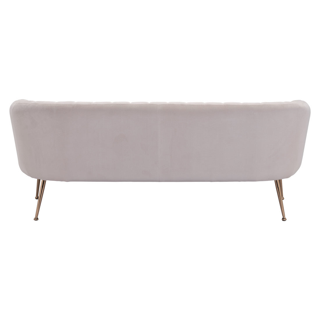 70" Contemporary Beige Velvet Sofa with Gold Legs