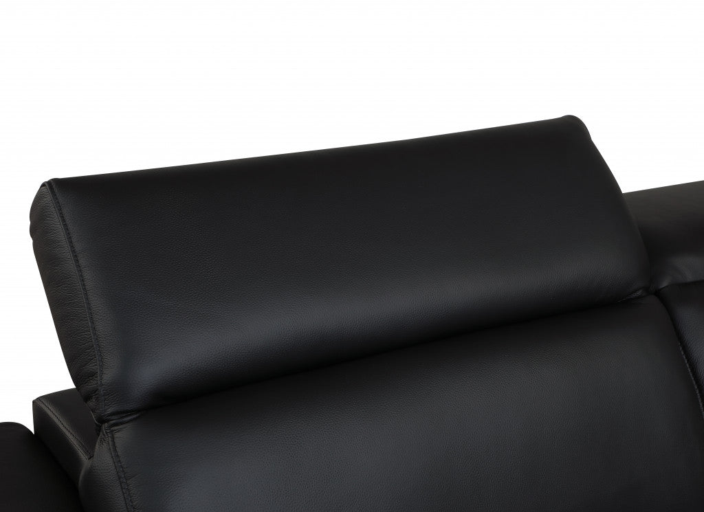 Modern 41" Extra Deep Black Italian Leather 2 Piece Living Room Set