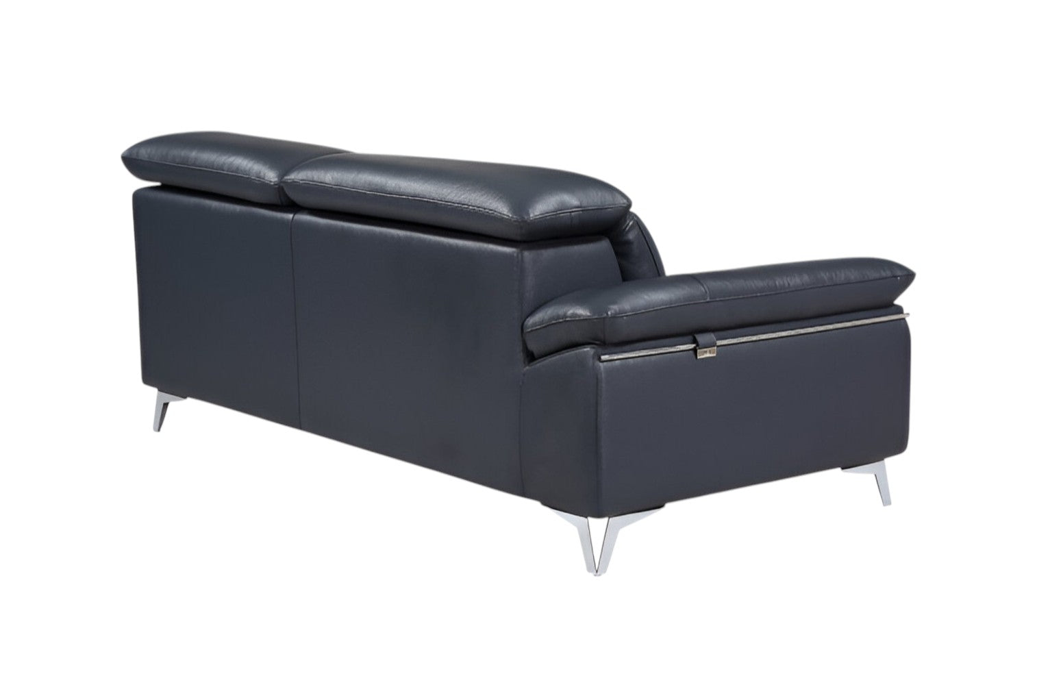 114" Modern Navy Blue Genuine Italian Leather L-Shaped 2-Piece Sectional