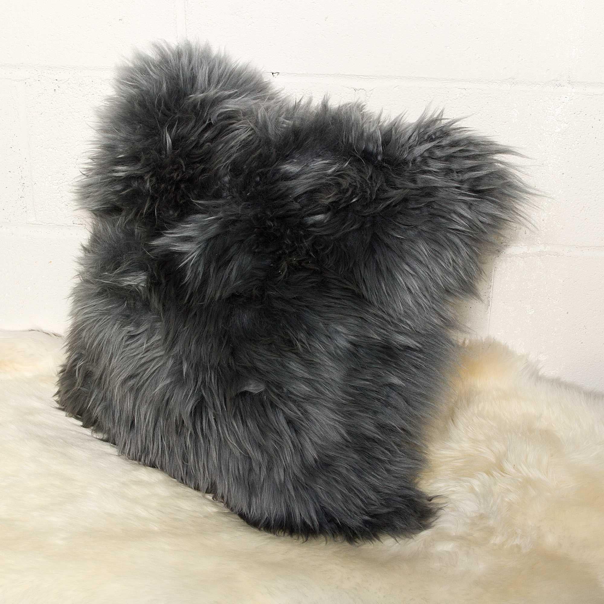 18x18 Gray Cowhide Set of 2 Square Accent Pillows