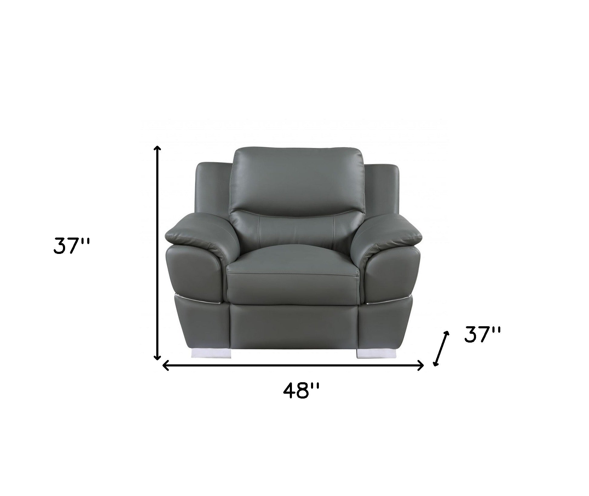 Modern 48" Gray Leather Match Manual Glider Recliner Club Chair