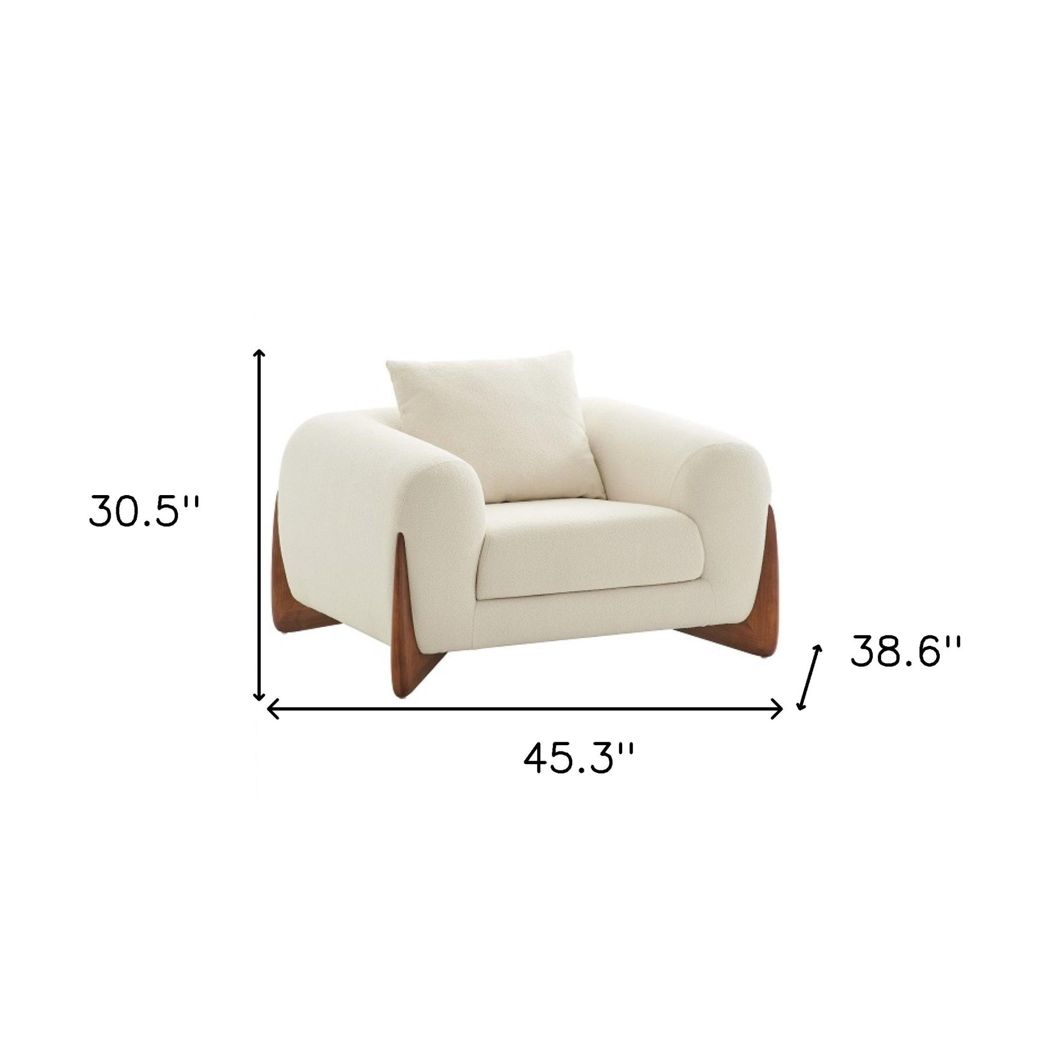 Modern 45" Cozy Cream Sherpa Bouclé Accent Armchair