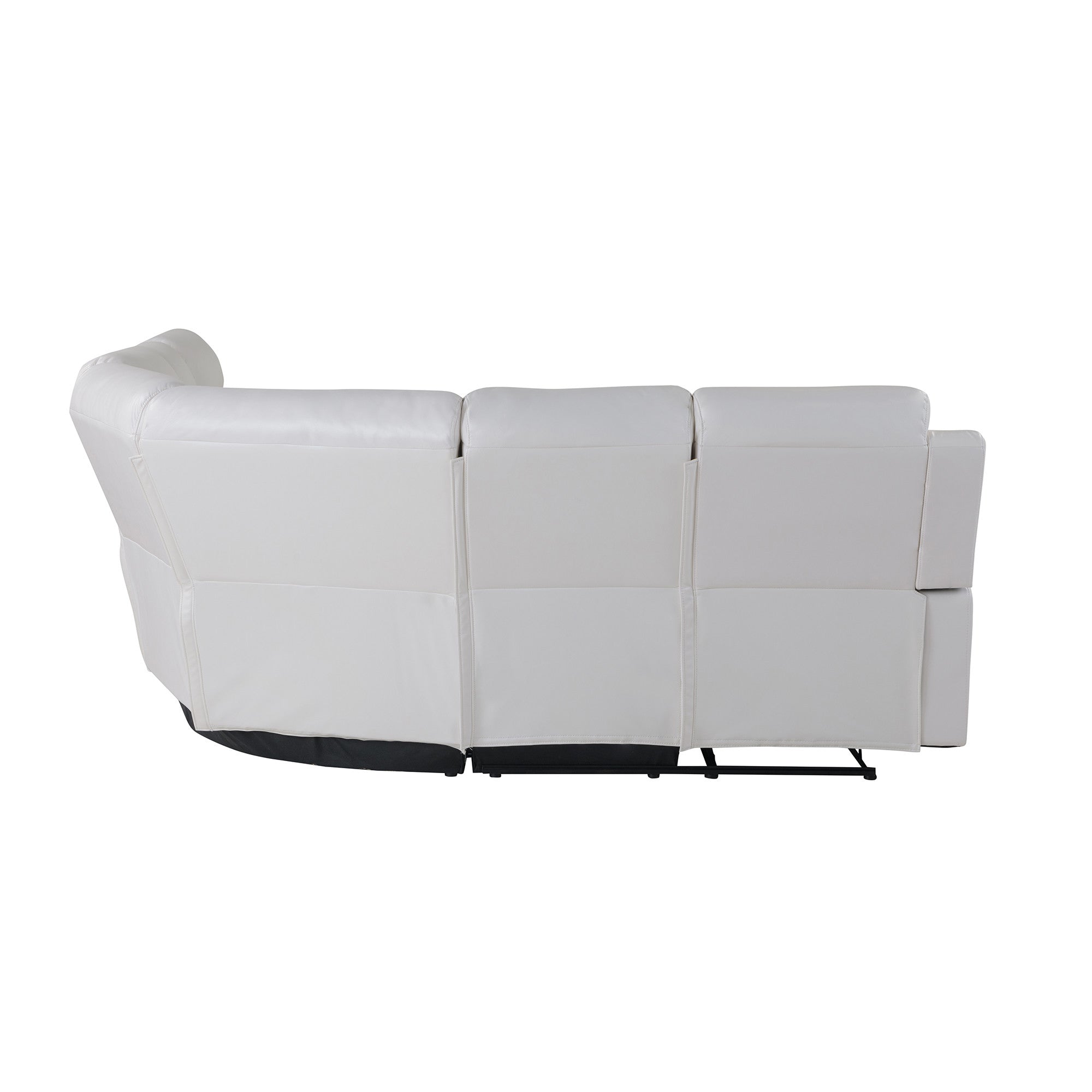 Off-White Faux Leather Reclining Curved 6-Piece Right Hand Facing Sectional