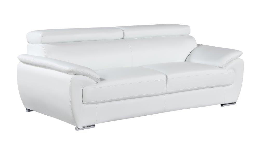 Modern 39" Deep White Genuine Leather 2 Piece Living Room Set
