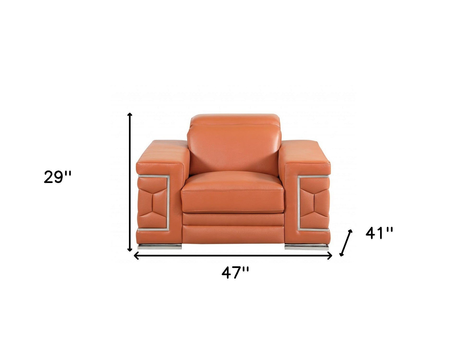 Modern 47" Camel Brown Top Grain Genuine Leather Accent Armchair