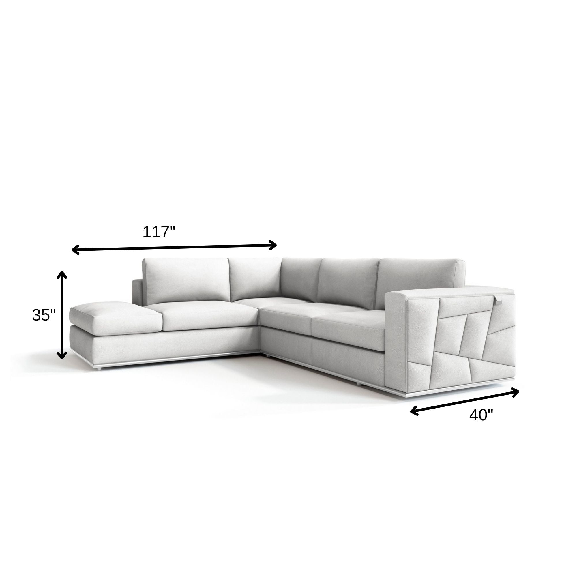 Transitional White Italian Leather Reclining L-Shaped 2-Piece Symmetrical Corner Sectional