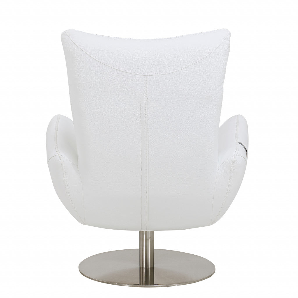Modern 37" Bright White Top Grain Genuine Leather Lounge Chair