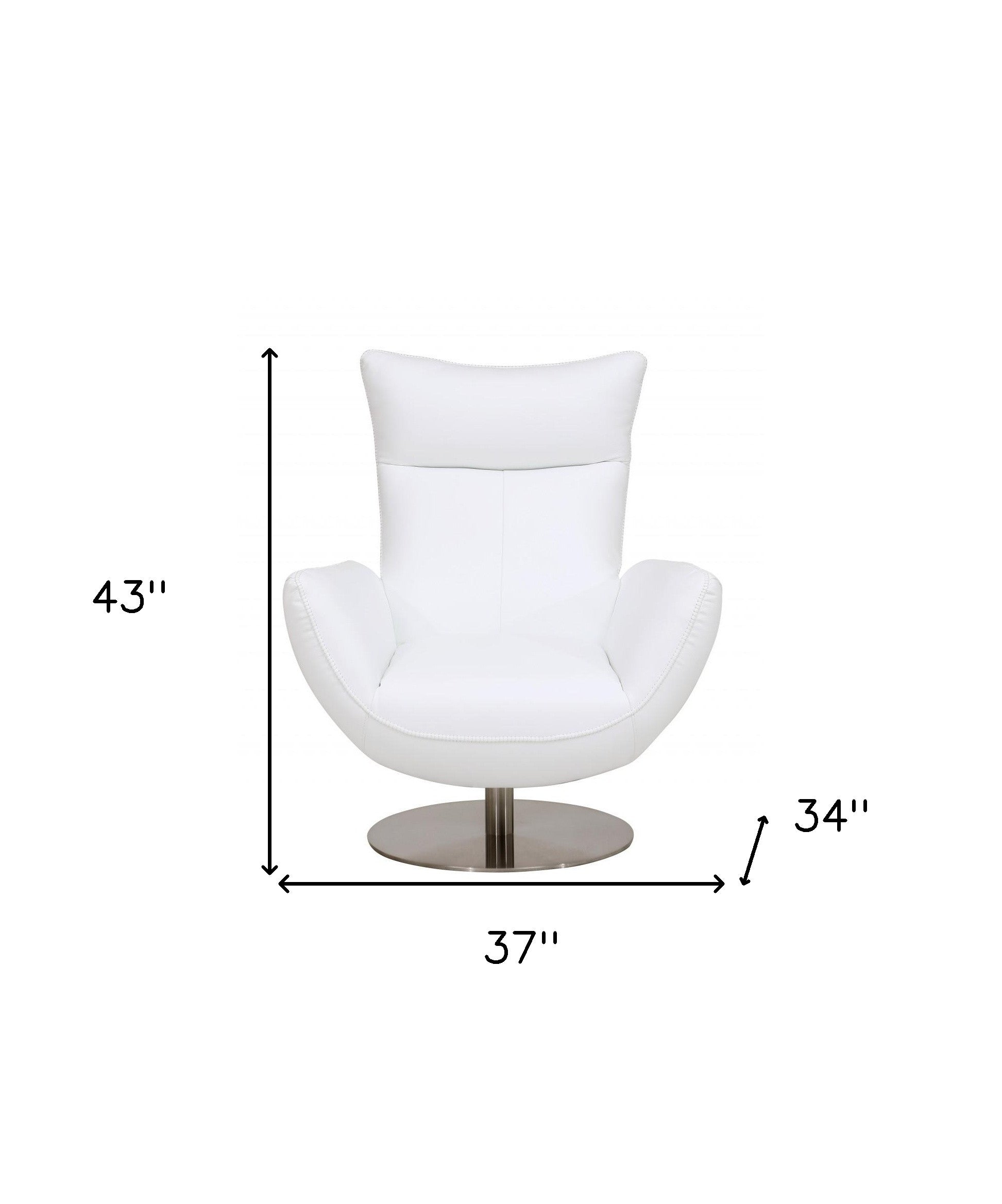 Modern 37" Bright White Top Grain Genuine Leather Lounge Chair