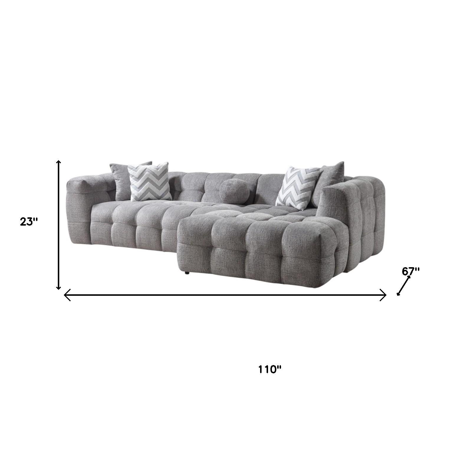 Modern Light Gray Boucle L-Shaped 2-Piece Right Hand Facing Sofa and Chaise Sectional with Toss Pillows