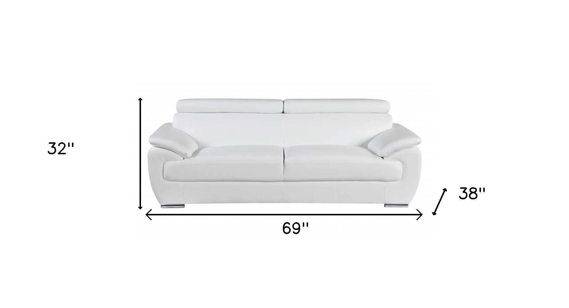 Modern 39" Deep White Genuine Leather 2 Piece Living Room Set